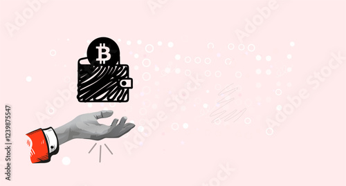 Bitcoin Wallet Digital Currency Transaction Crypto Finance Hand Money Transfer