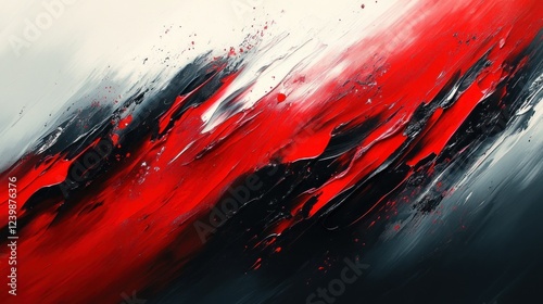 Dynamic Abstract Painting with Bold Red and Black Stripes Dramatic Lighting and Motion Blur