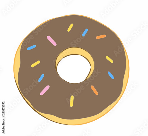 Illustration Donut with Sprinkles Isolated White Background Dessert Icon