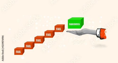 Success Staircase Overcoming Failures, Achieving Goals, Reaching Peak Performance