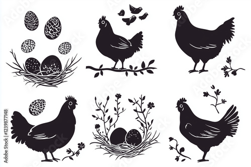 silhoute of  chicken and egg