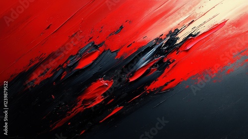 Dynamic Abstract Painting Bold Red and Black Stripes with Dramatic Lighting and Motion Blur Background