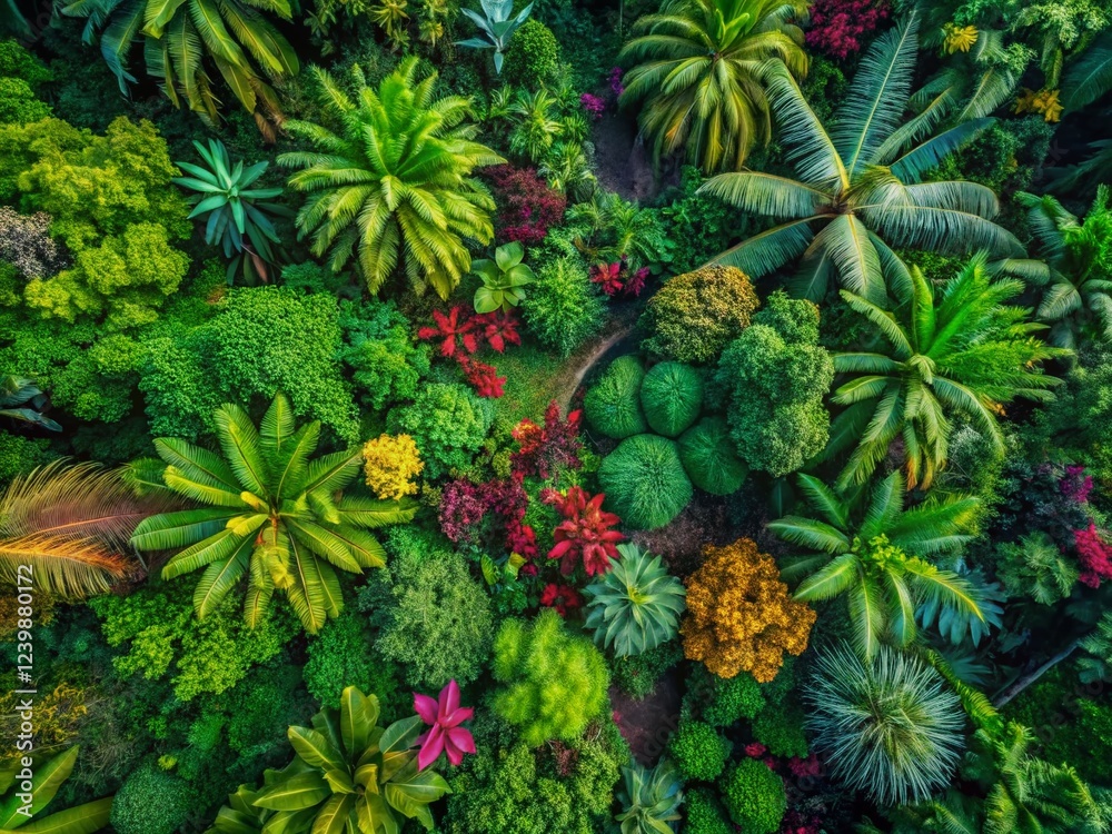 Fototapeta premium Tropical Leaves Jungle Foliage Aerial Drone View