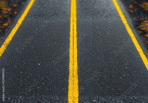 Wallpaper Mural Close Up Asphalt Road Texture with Bright Yellow Lines Under Midday Sunlight Torontodigital.ca
