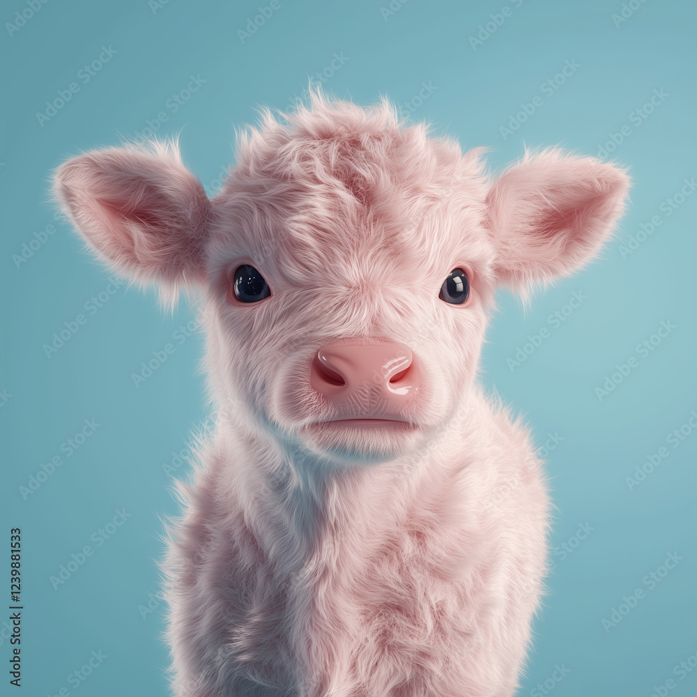 Fototapeta premium 3d cute pink cow