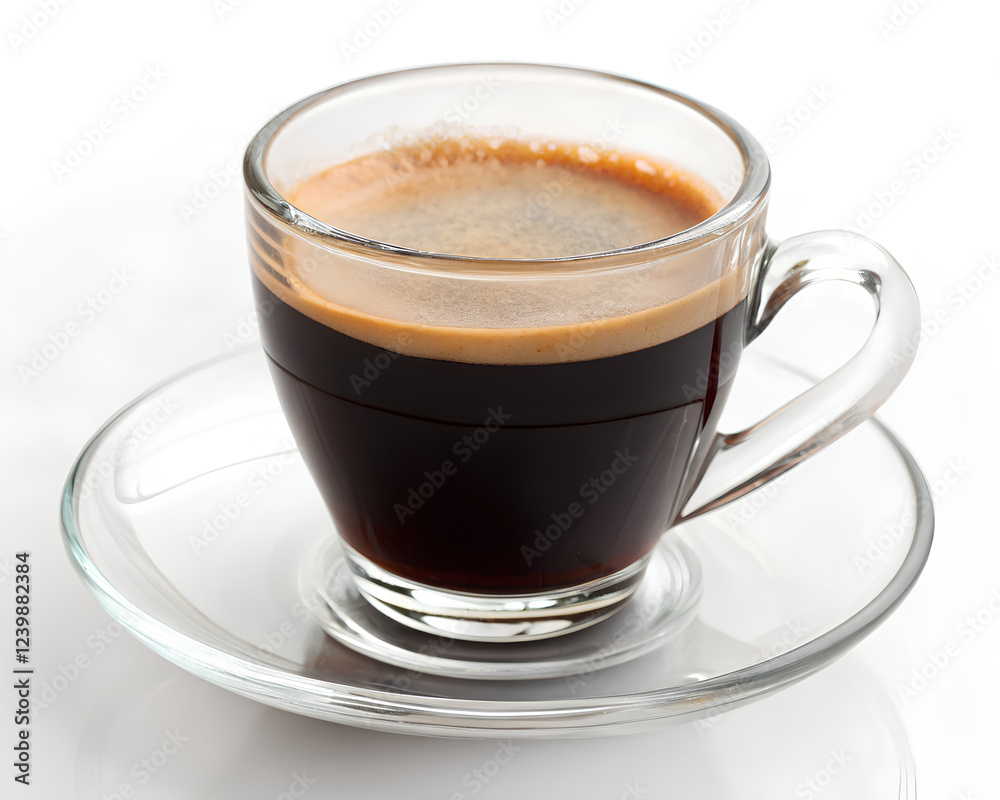Glass cup of espresso coffee isolated on white background Glass cup of espresso coffee isolated on white background