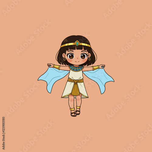 Adorable Egyptian Princess Cartoon Illustration