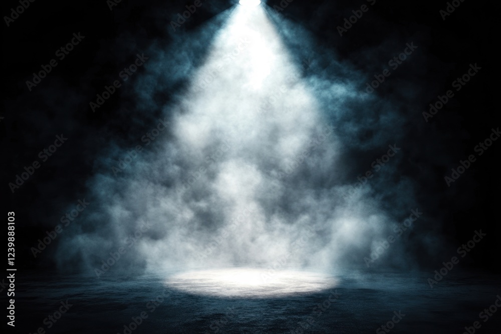 Fototapeta premium spotlight smoke dramatic atmosphere noir photography high contrast dark background mystery