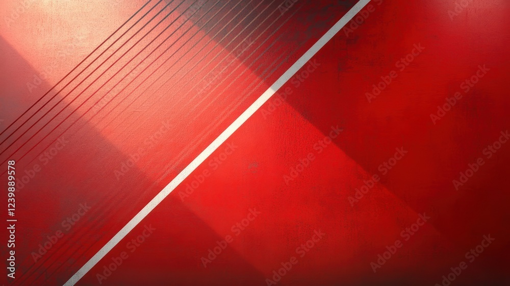 Obraz premium Dynamic Abstract Composition Red Background Geometric Lines Illustration