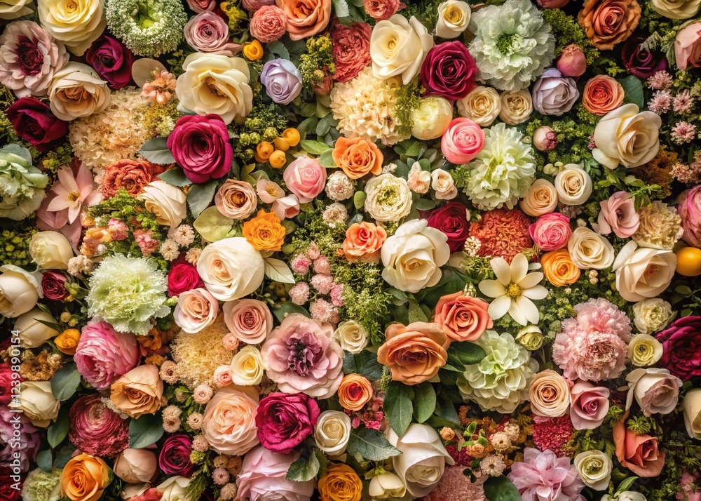 Fototapeta premium Vintage Artificial Flower Wall Backdrop for Photography