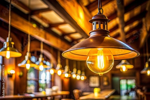 Vintage Ceiling Lamp in Antique Restaurant