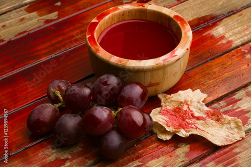 cup with wine and bread. The consecration of the flesh and blood of Christ
