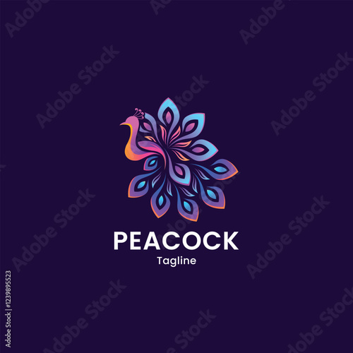 Peacock gradient logo, peacock vector