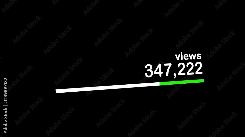 Social Media Views and Like Counting YouTube 1 Million Views Counter Alpha Channel. 4K Resolution