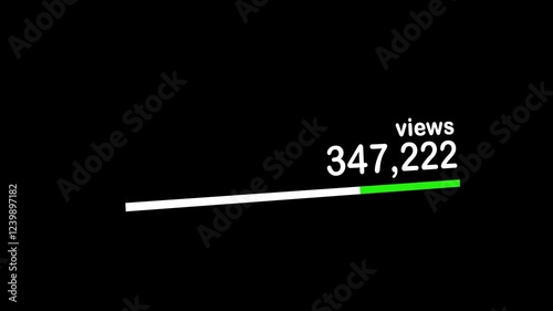 Social Media Views and Like Counting YouTube 1 Million Views Counter Alpha Channel. 4K Resolution
