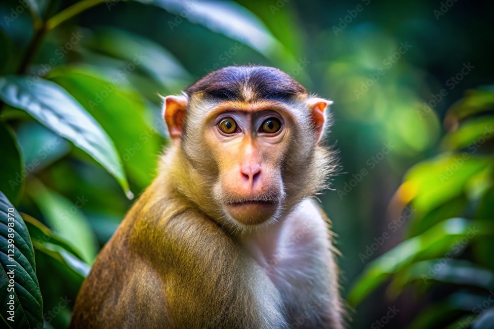 Wild Southern Pig-tailed Macaque in Taiping Zoo, Malaysia Wild Southern Pig-tailed Macaque in Taiping Zoo, Malaysia
