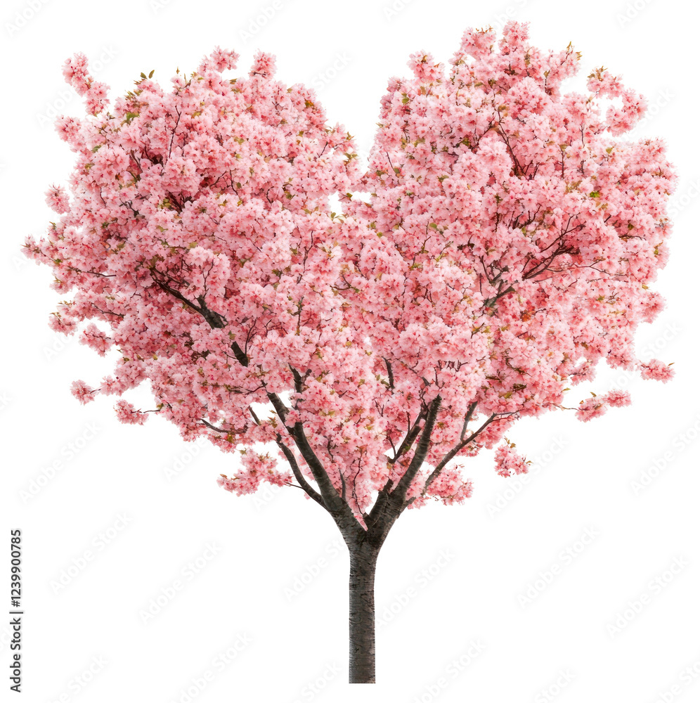 Fototapeta premium PNG Heart-shaped cherry blossom tree flowers romantic nature.