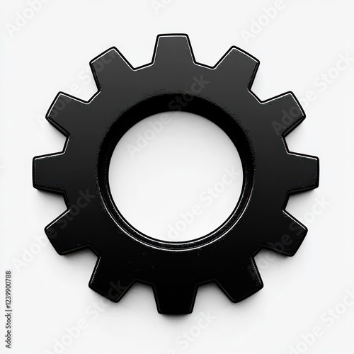 Minimalistic black gear icon on white background, modern settings symbol, simple technology design