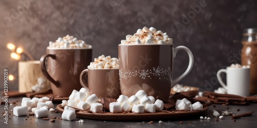 Wallpaper Mural Warm Cocoa Beverage with Marshmallows and Chocolate Pieces on a Rustic Table Torontodigital.ca