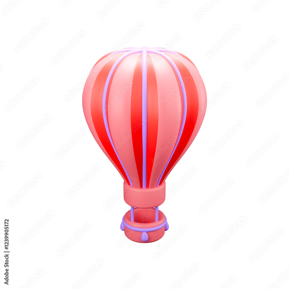 Obraz premium 3d rendered of a big red air balloon on white background 