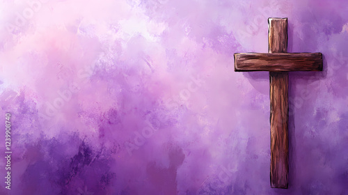 un fondo de pintura acuarela efecto humo con una cruz catolica celebrando la semana santa en la pasion de cristo 