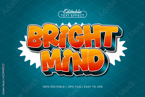 bright mind editable text effect with a kids and school text style
