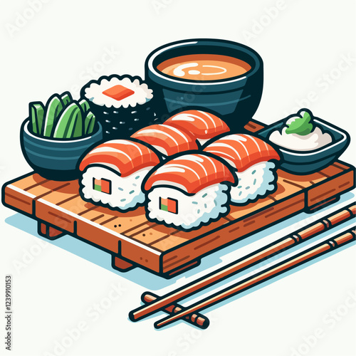 japanese sushi food vector illustration