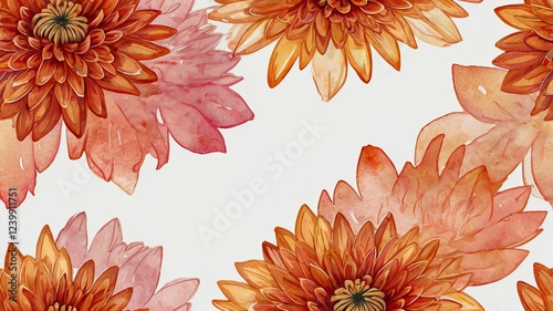 A seamless pattern featuring vibrant orange flowers against a neutral background generative ai