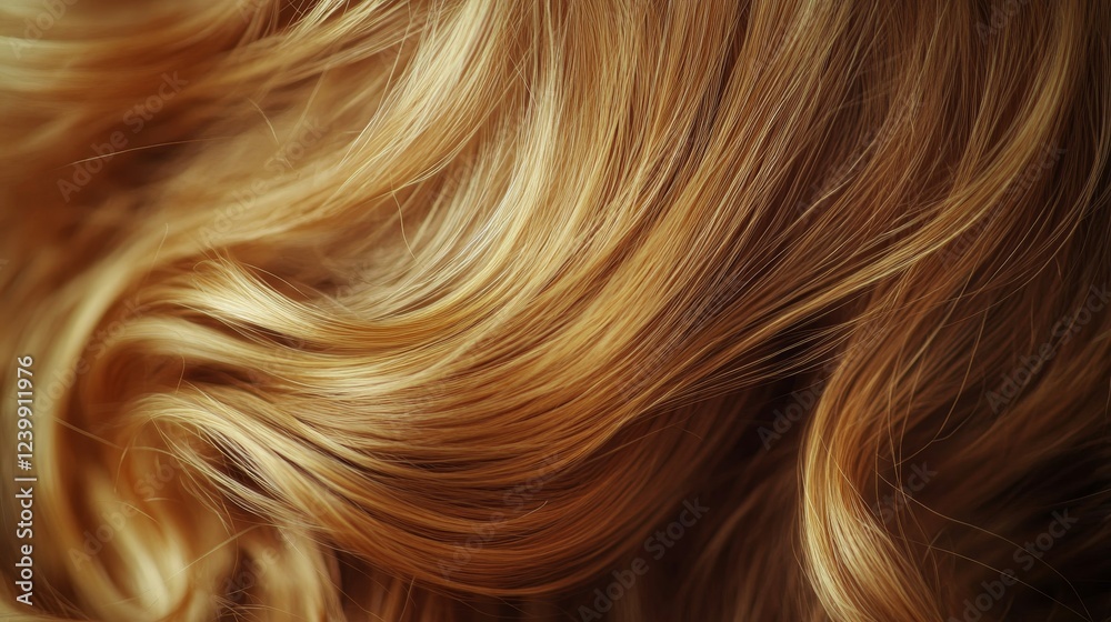Naklejka premium Strand of curly, golden hair close up
