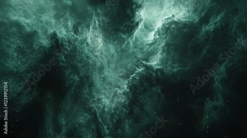 Wallpaper Mural A mesmerizing space scene with vibrant green nebulae resembling auroras, rippling gracefully across the dark void, evoking mystery, cosmic energy, and the vastness of the universe.

 Torontodigital.ca