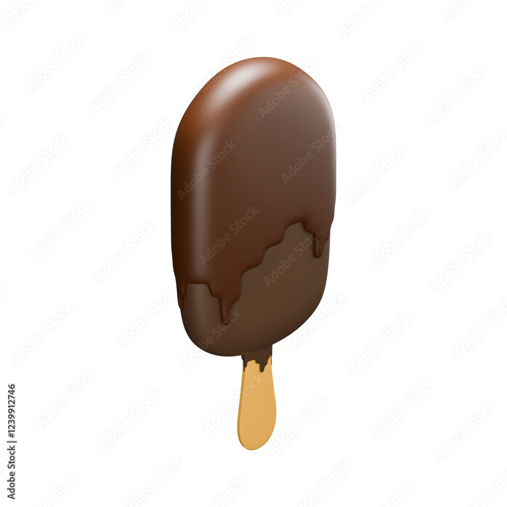 Obraz premium a 3d rendered illustration of sweet ice cream with melted chocolate 