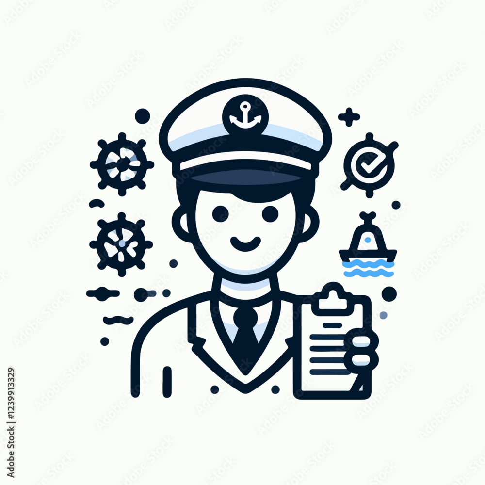 vector illustration of the profession of ship captain vector illustration of the profession of ship captain