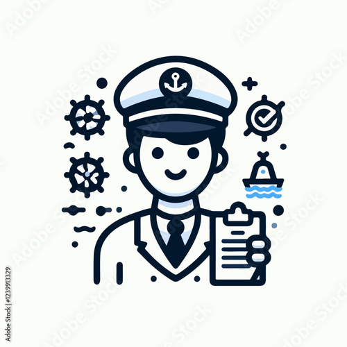 vector illustration of the profession of ship captain