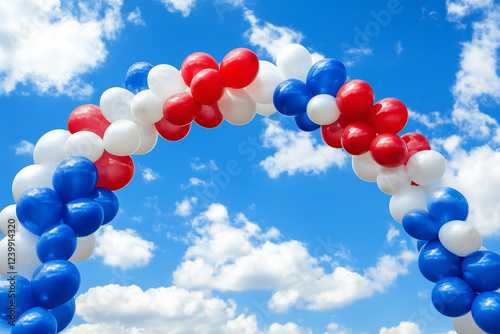 Obraz na płótnie red white and blue balloons in the sky 4th july celebration w salonie