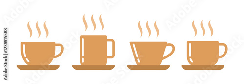 vector set of cup of hot drink. icons, symbols,