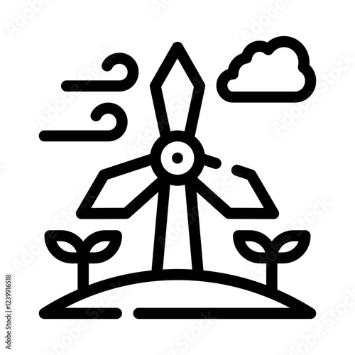 windmill farm line icon