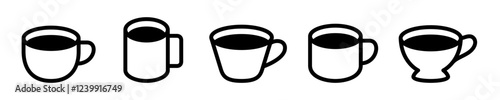 vector set of cups of drink. icon, symbol