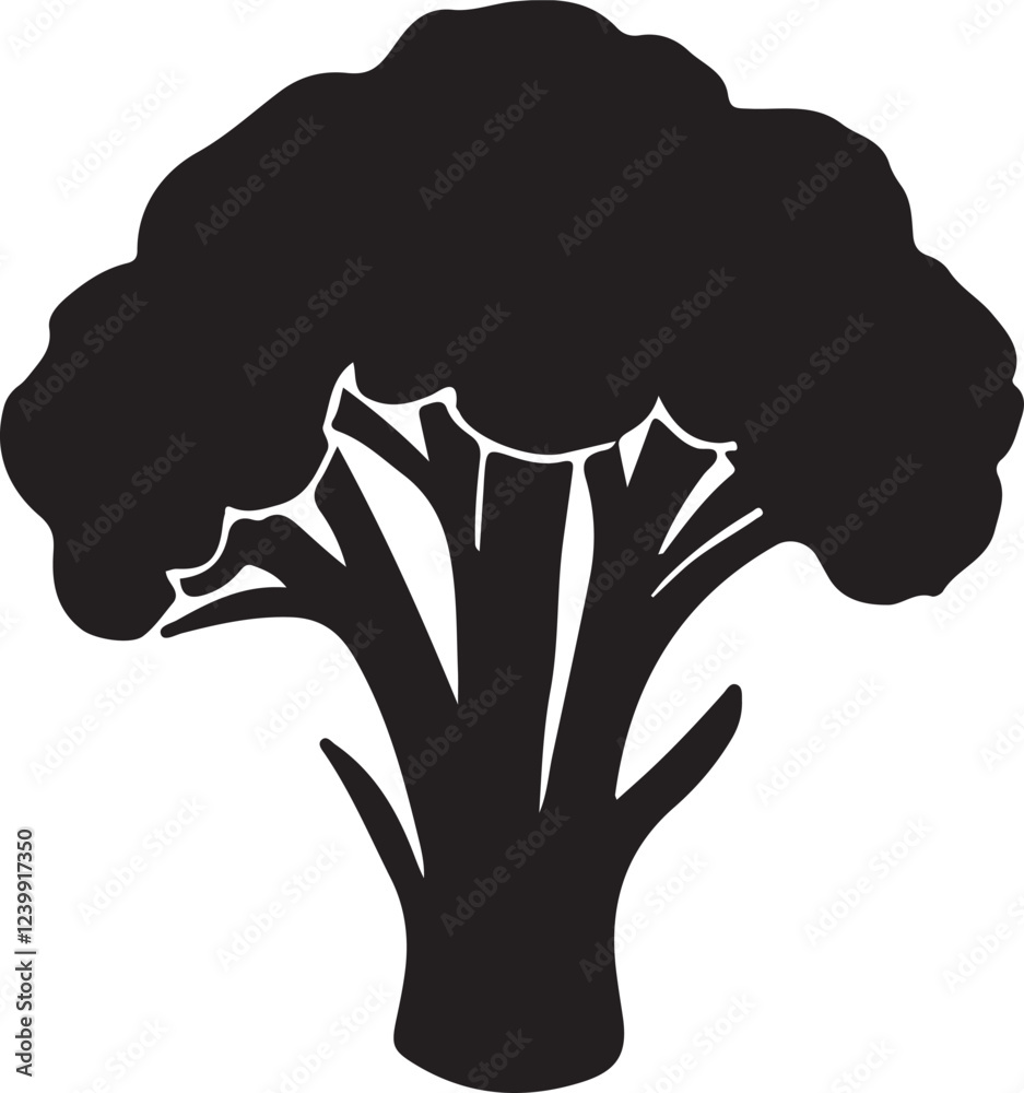 silhouette of a broccoli, different Broccoli icons silhouette vector style with white background silhouette of a broccoli, different Broccoli icons silhouette vector style with white background