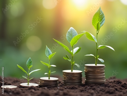 A plant growing from coins symbolizes growth and investment in revenue based finance photo