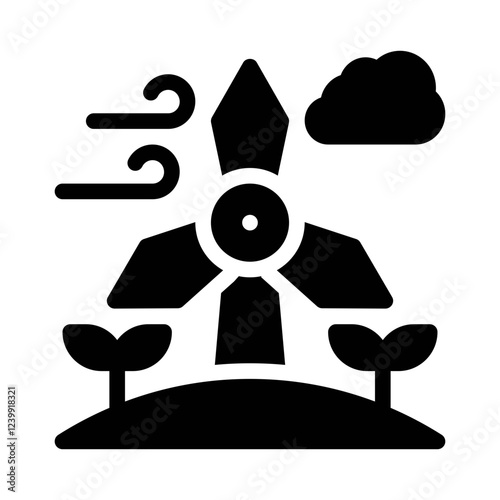 windmill farm glyph icon