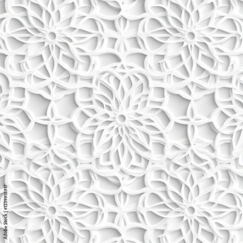 3D white paper texture with Islamic ornament, vector illustration, seamless pattern 3D white paper texture with Islamic ornament, vector illustration, seamless pattern