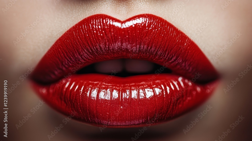 Glossy red lips close-up Glossy red lips close-up