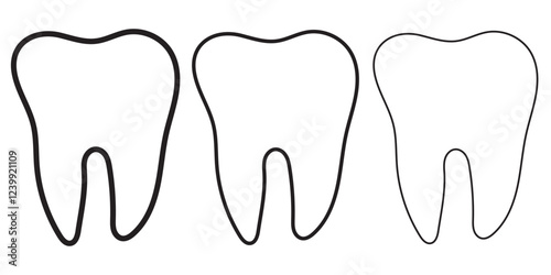 Tooth or Teeth icons for dentistry clinic, toothpaste and dental mouthwash. Vector outline healthy tooth or teeth icons. Variety and colorful Design Teeth icon.