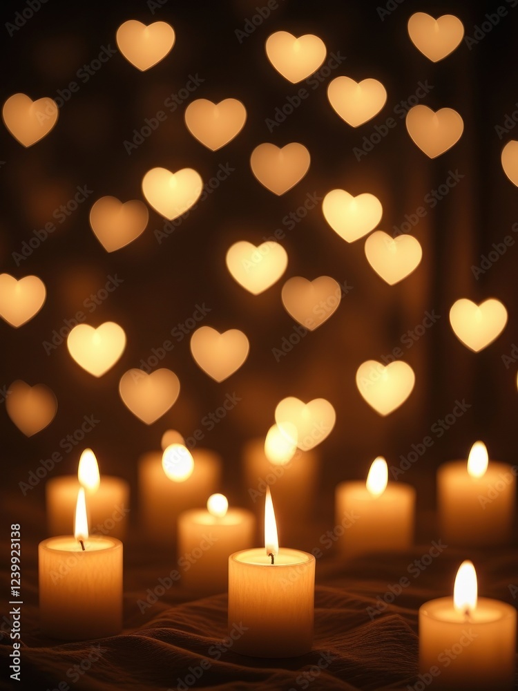 Cozy Valentines Day background with candles and hearts, Valentine background, Valentine wallpaper Cozy Valentines Day background with candles and hearts, Valentine background, Valentine wallpaper
