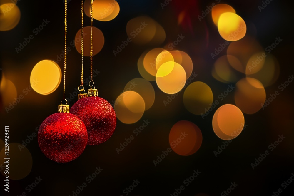 Fototapeta premium Festive Holiday Ornaments with Bokeh Background