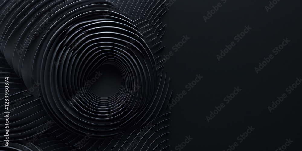 Obraz premium A serene minimalist graphic against a jet-black background, Centralized light gradients and subtle textures, Contemporary minimalist style