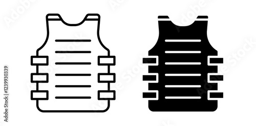 bulletproof vest icon pack in flat and thin liner vectors graphic for ui designs