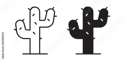 cactus icon pack in flat and thin liner vectors graphic for ui designs