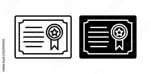 certificate icon pack in flat and thin liner vectors graphic for ui designs