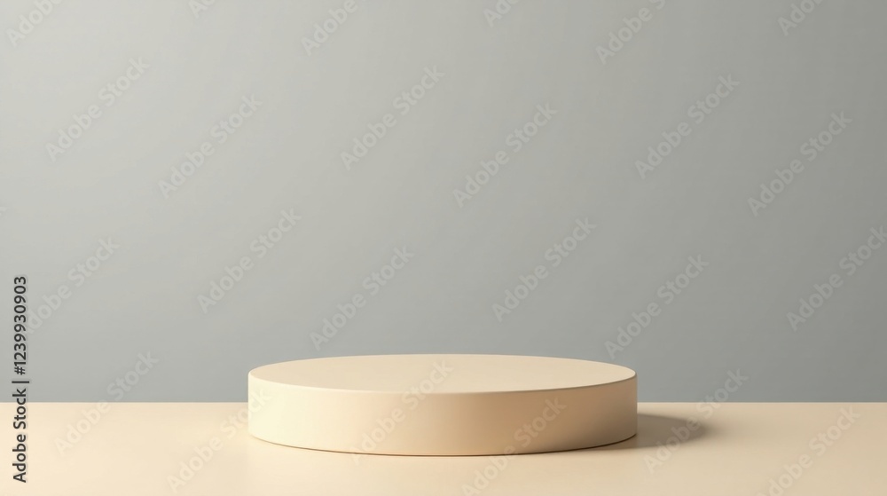 A Minimalist Beige Cylinder Platform on a Neutral Background, Ideal for Product Display and Mockups, Showcasing Clean Lines and Simple Elegance for a Modern Aesthetic A Minimalist Beige Cylinder Platform on a Neutral Background, Ideal for Product Display and Mockups, Showcasing Clean Lines and Simple Elegance for a Modern Aesthetic